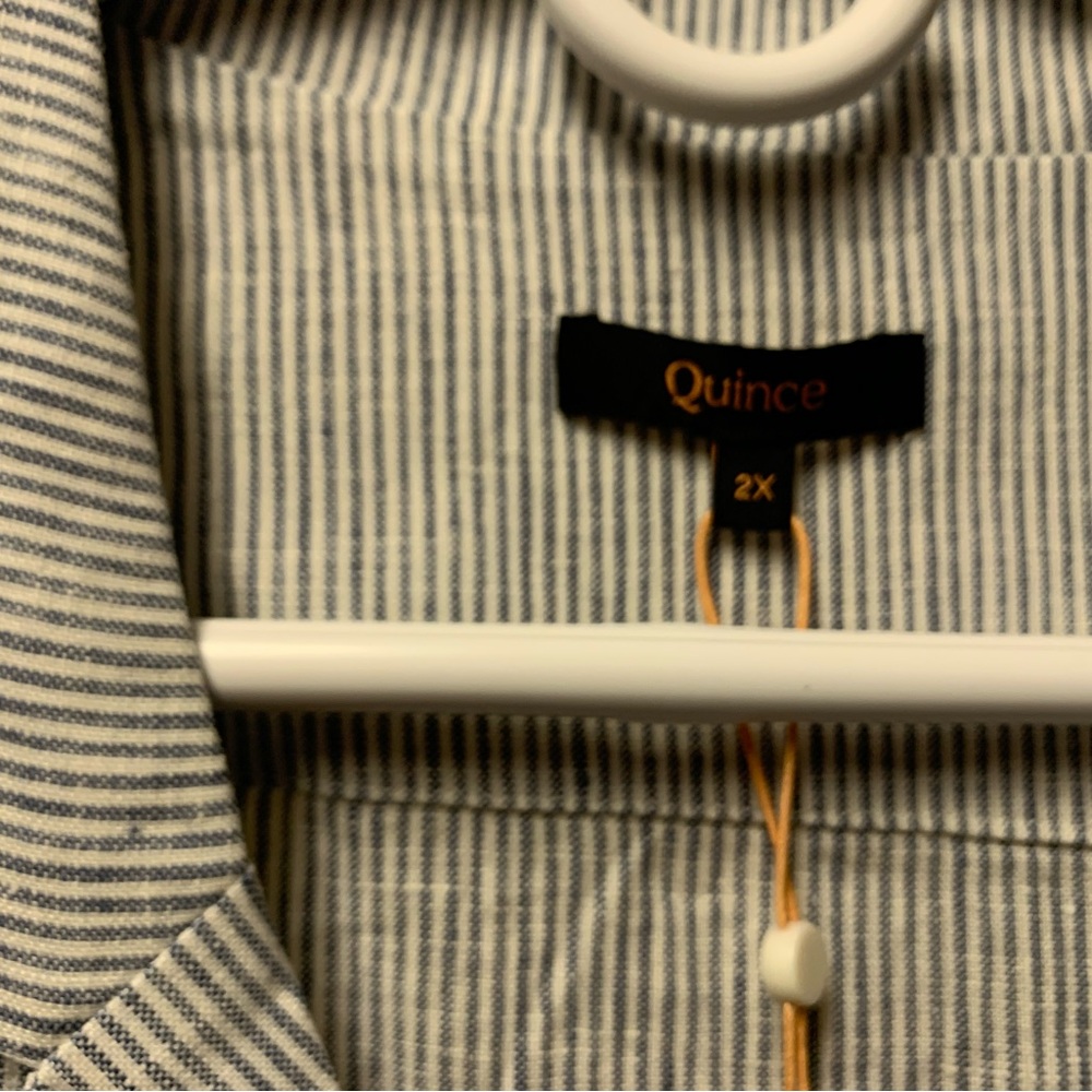 Quince Blue and White Striped Linen Top - Picture 3 of 4